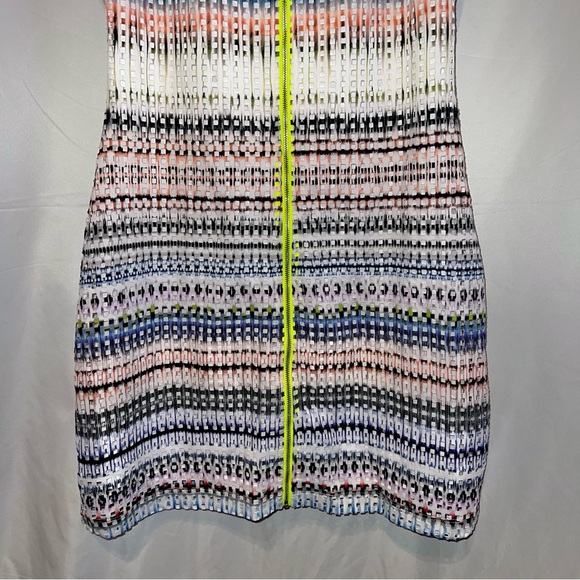 Romeo + Juliet Neon Multi Ombre Perforated Zip-Up Sleeveless A-Line Sheath Dress - Picture 7 of 11